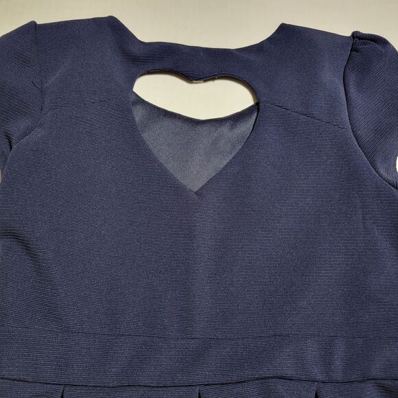 Monteau Girl Dress Dark Navy w/ Diamond Studs - Size 10/12 (M) - Picture 4 of 5